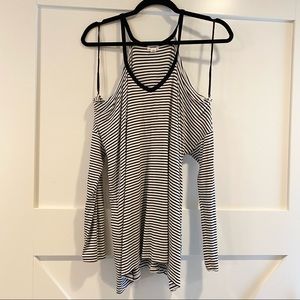 Garage long sleeved black and white striped top